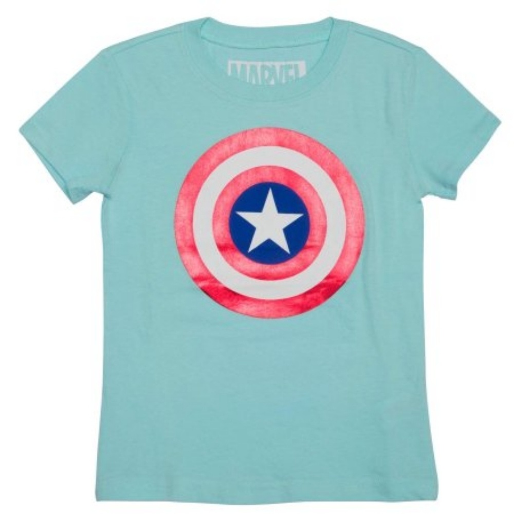 Captain America Girl's Star Shield Graphic T-Shirt